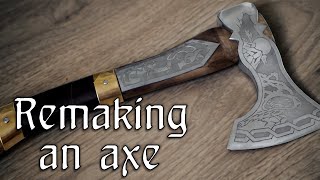 Remaking axe  decorating a cheap axe to Viking inspired axe [upl. by Sitoel]