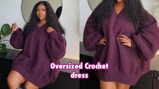 Easy oversized Crochet Dress Tutorial Perfect for fall  winter 2024 crochetpatterns sweater [upl. by Clercq]