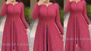 front open kurti cutting and Stitchingparty wear dressfront slit kurti designfront open kurti [upl. by Annayrb]