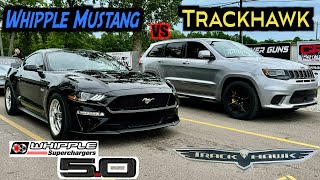 1000HP TRACKHAWK MESSES WITH THE WRONG WHIPPLE MUSTANG [upl. by Natsuj]