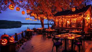 Jazz Relaxing Music  Cozy Fall Coffee Shop 🍂Smooth Jazz Instrumental Music with Crackling Fireplace [upl. by Anma]