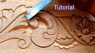 Beginners very easy wood carving tutorial  wooden flower and leaf [upl. by Yelsehc773]