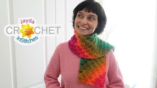 One Skein C2C Scarf Crochet Pattern  What To Do With Self Striping Yarn [upl. by Josephson845]