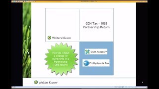 CCH® Axcess™ ProSystem fx®  Change of Ownership for Partnership Returns [upl. by Enorahs]