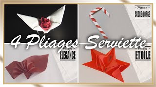 4 pliages de serviette pour Noel 2021 3 [upl. by Ainatit]