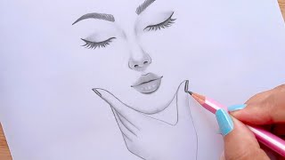 Easy way to draw a face  Pencil Sketch for beginners  Güzel Kız Çizimi [upl. by Onaivlis]