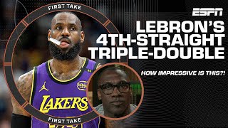 Shannon Sharpe GOES OFF about LeBron James recording his 4th straight tripledouble 🔥  First Take [upl. by Mora850]