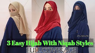 3 InstantReady amp Full Coverage Hijab Tutorial easy jorjet hijab styles  Chiffon Hijab With Niqab [upl. by Yve977]