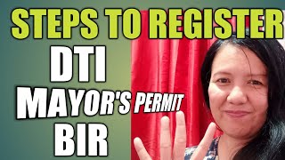 Steps to get DTI Mayors Permit and BIR Registration Tagalog [upl. by Landsman]