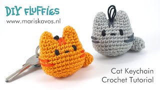 How to crochet  easy Cat Amigurumi keychain tutorial  great for beginners  English [upl. by Lletnohs]