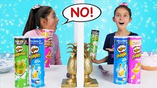 Twin Telepathy 3 Colors of Glue PRINGLES SLIME Challenge [upl. by Notnek]