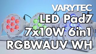 Varytec LED Pad7 7x10W 6in1 RGBWAUV WH  not just for white weddings [upl. by Baxter]