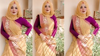 How To Style Hijab With Saree Easy way to wear Hijab with saree [upl. by Sundberg]