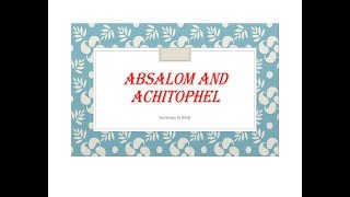 Summary of Absalom and Achitophel by John Dryden discussed in detail [upl. by Lyreb]