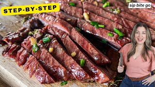 How To Smoke Flank Steak On The Traeger [upl. by Tehr]