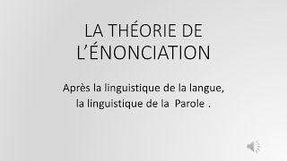 LA THÉORIE DE L’ÉNONCIATION [upl. by Lesya]