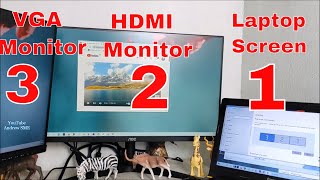 How To Setup Dual Monitor or Triple Monitor VGA and HDMI on a Laptop or Desktop PC [upl. by Lenej72]