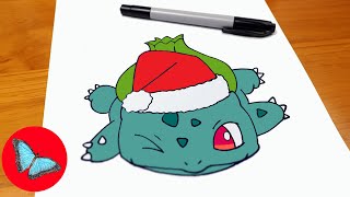 How To Draw Christmas Bulbasaur Step by Step [upl. by Socram]