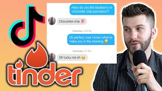 Using CRINGE TikTok Pickup Lines on TINDER [upl. by Airym495]