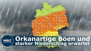 UNWETTER Deutsche Wetterdienst warnt vor schweren Gewittern in Deutschland [upl. by Searcy720]