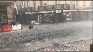 À Bordeaux les images de la violente tempête de grêle qui sest abattue sur la ville [upl. by Ahseiyk590]