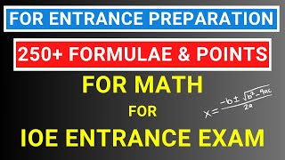 250 Formulae amp Tips for IOE Maths Entrance Exams  Quantum Ideas [upl. by Hpeseoj]