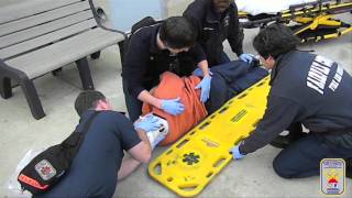 EMS TRAINING  How to apply full spinal immobilization using a backboard [upl. by Samot201]