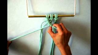 Macrame  How to tie a row of Diagonal Clove Hitch Knots Right Angle [upl. by Naujahs]