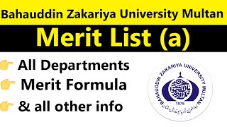 Merit List Part 1 for All Programs at Bahauddin Zakariya University Multan BZU [upl. by Akeryt749]