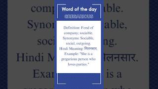 Gregarious meaning wordoftheday ExpandYourVocabulary englishwords englishvocabulary [upl. by Nnawtna]