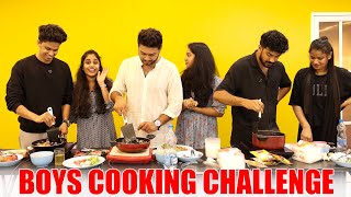 BOYS COOKING CHALLENGE 😂  ചിരിച്ച്‌ ചത്ത് 🤣  SALLU Vs AMAL Vs JUNU  PULLOTHI [upl. by Ahsikym]