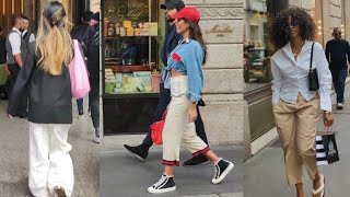 SPRING OUTFITS 🇮🇹 MILANS STREET FASHION whatarepeoplewearing voguekorea emmachamberlain [upl. by Hamer]