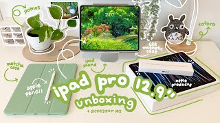 ipad pro 129” m2 unboxing 2023 🤍🌿 apple pencil 2  accessories [upl. by Rankin60]