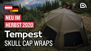 Trakker ProduktTeaser Tempest Skull Cap Wraps  Overwrap  Zelt  Karpfenangeln [upl. by Lyreb970]