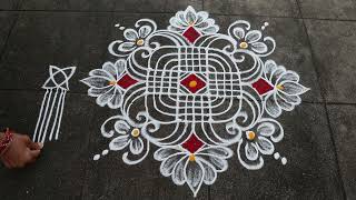 Dhanurmasam Muggulu🌷4x2 dots Margazhi Kolam🌷Geethala Muggulu🌷Dhanurmasam Border Rangoli Designs [upl. by Ebbie693]