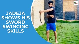 WATCH Ravindra Jadeja displays his impressive swordsmanship skills [upl. by Ihcalam]