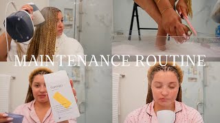 MY INTENSE BEAUTY MAINTENANCE ROUTINE AT HOME  glowy facial  diy pedicure  braid refresh  waxing [upl. by Heurlin180]