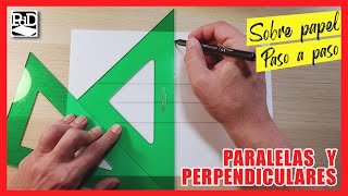 Como Dibujar Paralelas y Perpendiculares con Escuadra y Cartabón Dibujo Técnico [upl. by Pincus]