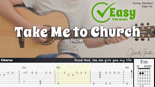 Take Me To Church Easy Version  Hozier  Fingerstyle Guitar  TAB  Chords  Lyrics [upl. by Kanter]