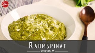 Rahmspinat selber machen Rezept Low Carb aus frischem Spinat [upl. by Elleinahc]