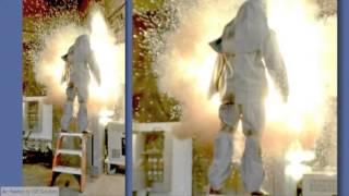 40 CAL Arc Flash Suit  Explosion test on ladder [upl. by Toney]