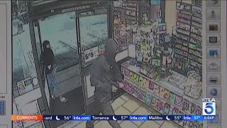 Deputy walks in on attempted robbery at California 7Eleven [upl. by Latsryc]