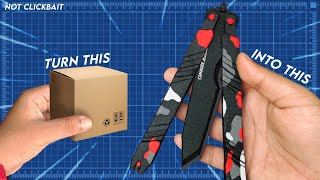 How to make VALORANT recon balisong BUTTERFLY KNIFE out of CARDBOARD cosplaydiy not clickbait [upl. by Berton]