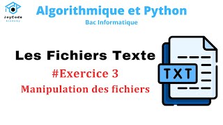 Bac informatique  Exercice 3 Manipulation des fichiers Algorithmique et Python [upl. by Aehsrop]