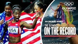 USA breaks 4x100M Womens Records In London 2012  The Olympics On The Record [upl. by Broeder]