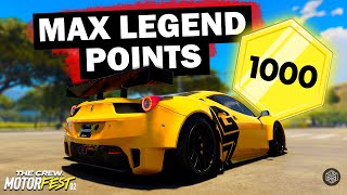 The ULTIMATE XP GUIDE For The Crew Motorfest  Earn 1000 Legend Points FAST [upl. by Ecinnahs860]