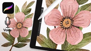 Watercolor Flower amp Botanical Painting Tutorial  Procreate Watercolor [upl. by Dorehs]