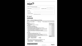 OFFICIAL JUNE 2024 AQA A LEVEL GERMAN 76621 PAPER 1 LISTENING READING AND WRITING MERGED QUESTION PA [upl. by Ila102]