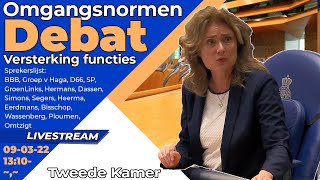 Terugkijken Debat Omgangsvormen amp versterking functies  Tweede Kamer 09 maart 2022 [upl. by Katrina814]