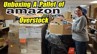 Unboxing a pallet of Unmanifested Amazon Overstock that i paid 700000 for 6 of them [upl. by Asssilem]